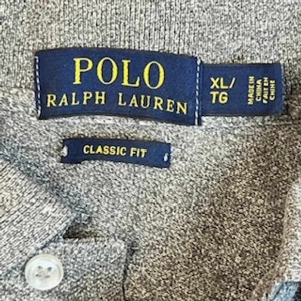 Polo Ralph Lauren Classic Fit Mens‎ Gray Heathered Short Sleeve Polo Shirt XL